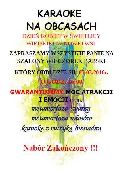 KARAOKE  NA OBCASACH
