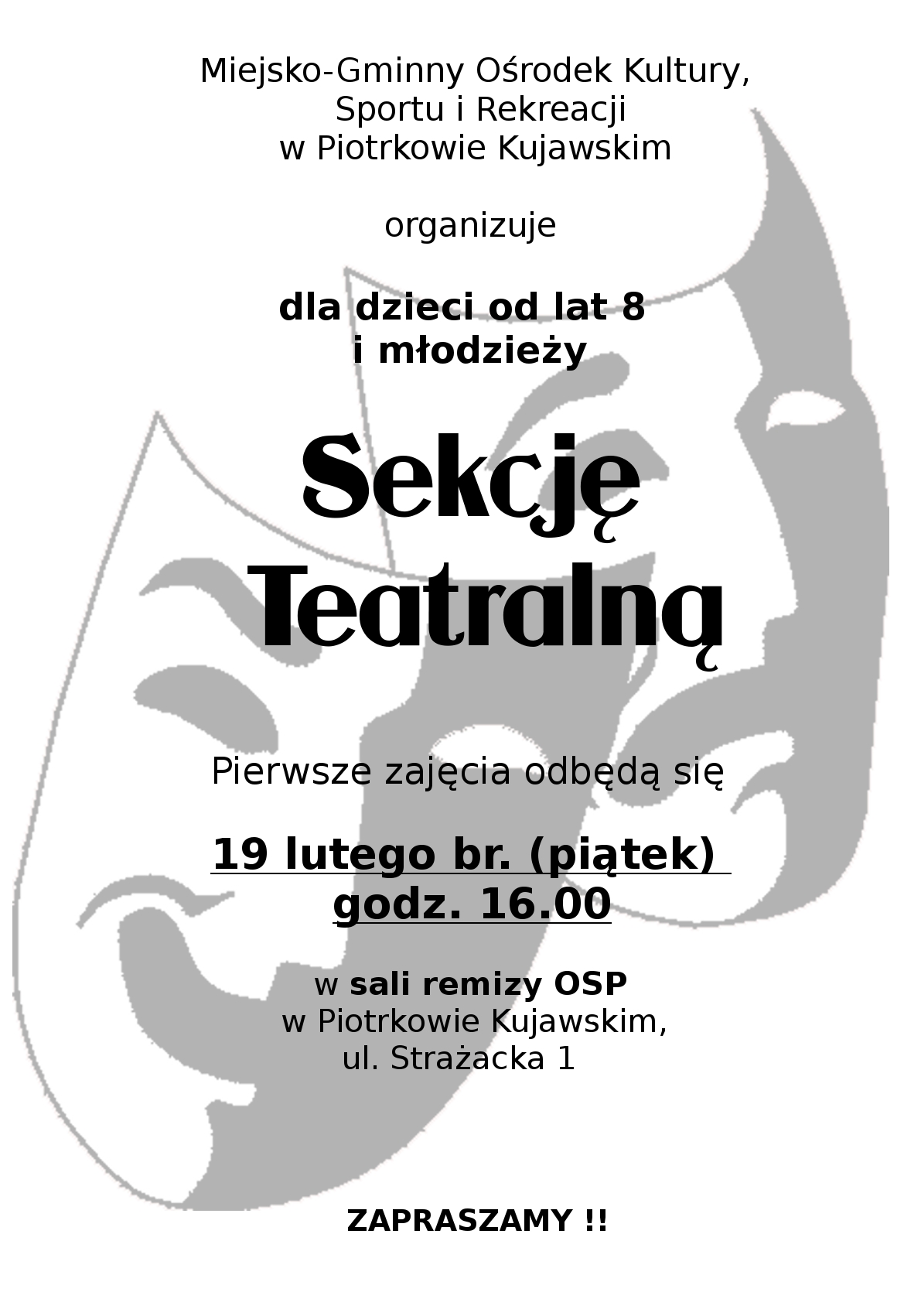 Sekcja Teatralna w MGOKSiR w Piotrkowie Kujawskim