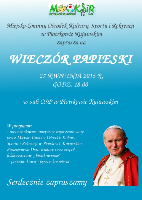 Wieczór Papieski w M-GOKSIR